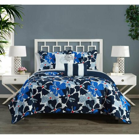 FIXTURESFIRST Annora Quilt Set, Blue - Twin Size - 7 Piece FI1703706
